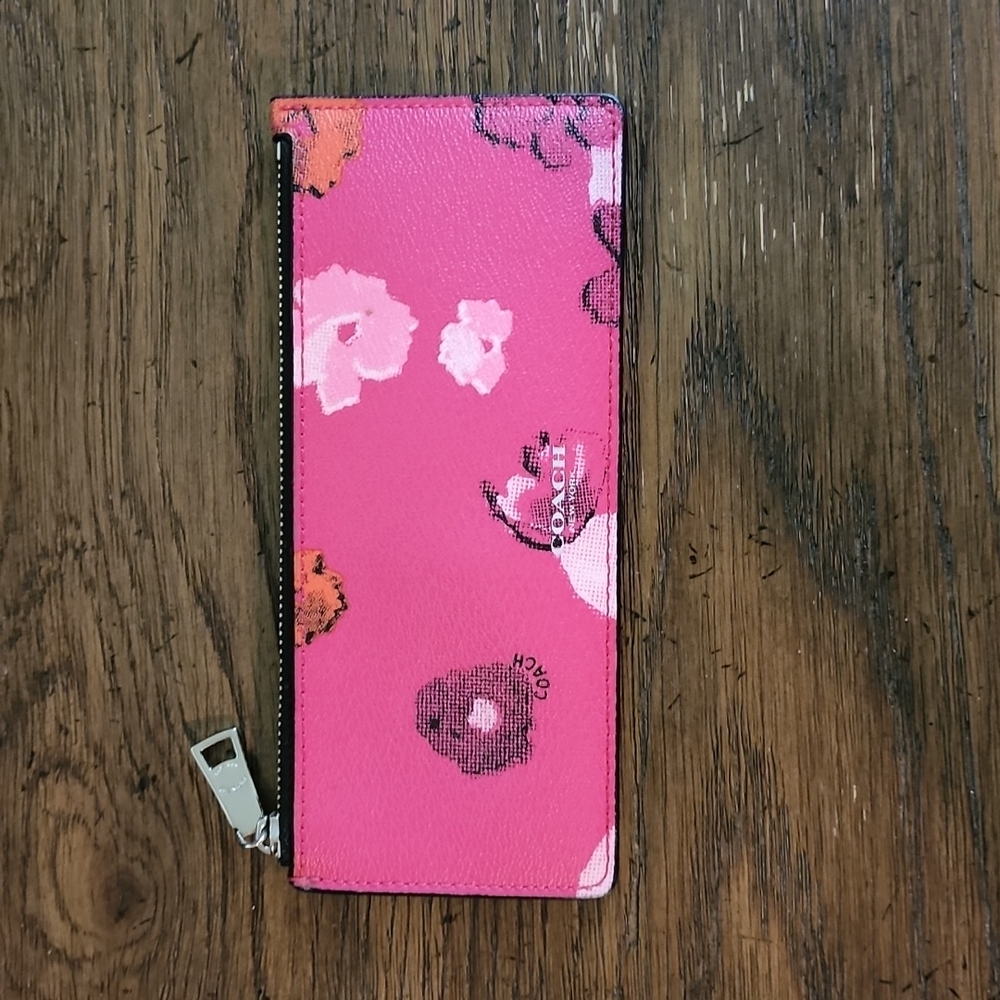 Coach Pink Floral Ruby Floral Zippered Pouch
